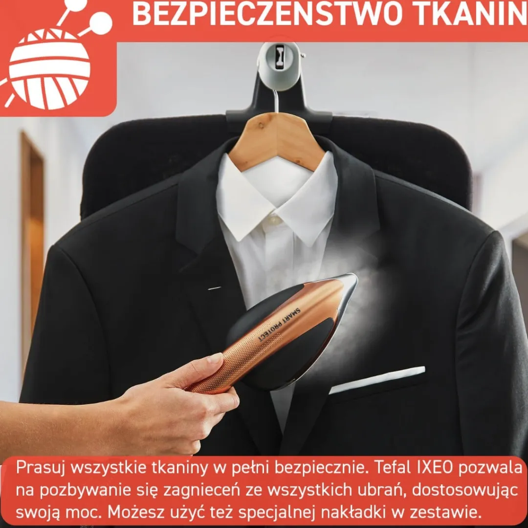 Stacja do prasowania, Tefal Ixeo Power, mocna, prasowanie w pionie, lekka