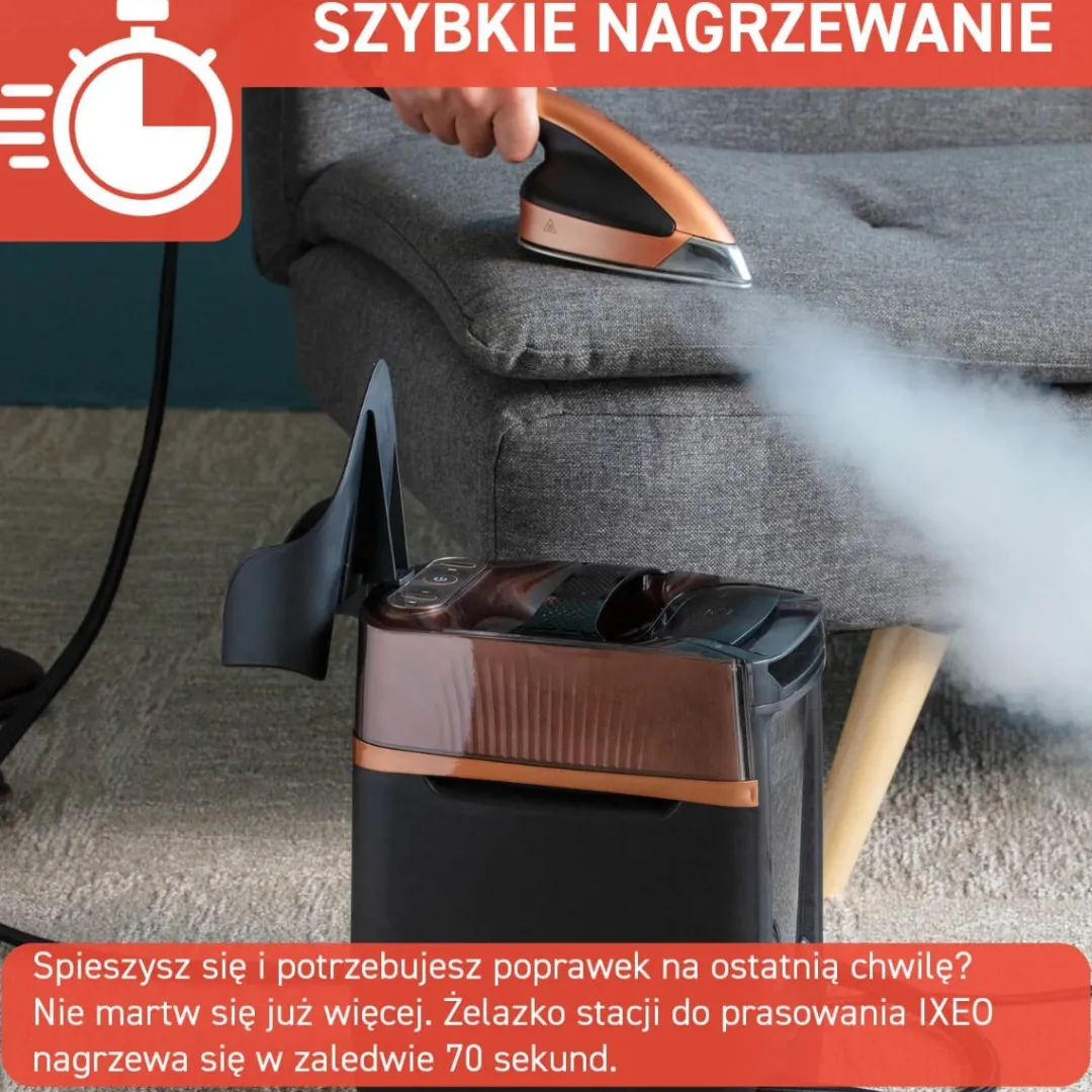 Stacja do prasowania, Tefal Ixeo Power, mocna, prasowanie w pionie, lekka