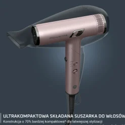 Suszarka do włosów Rowenta Nano Fold, jonizacja, składana, 3 poziomy