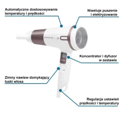 Suszarka do włosów, Rowenta Premium Care Pro, jonizacja, 3 poziomy