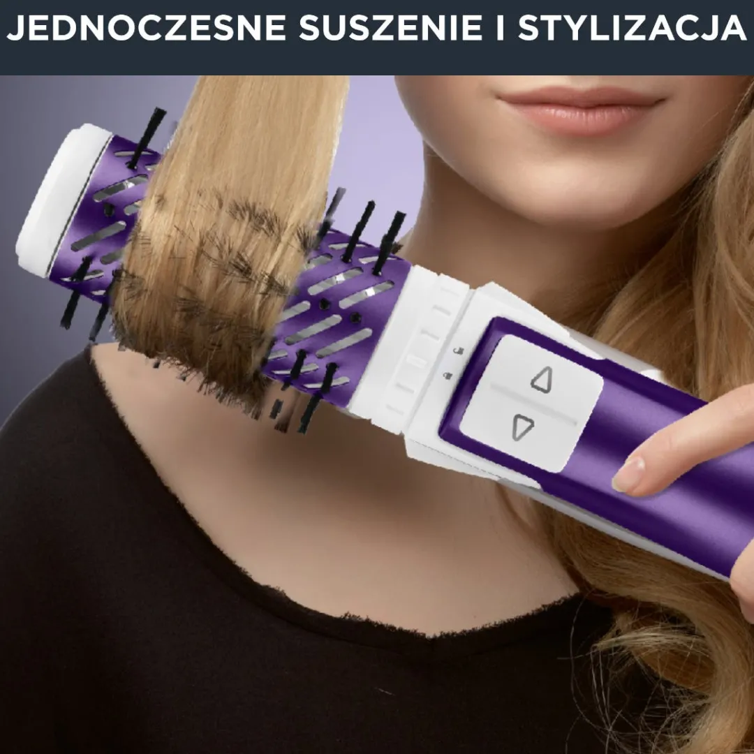 Suszarko-lokówka, Rowenta Brush Activ, fioletowa, obrotowa, ceramiczna