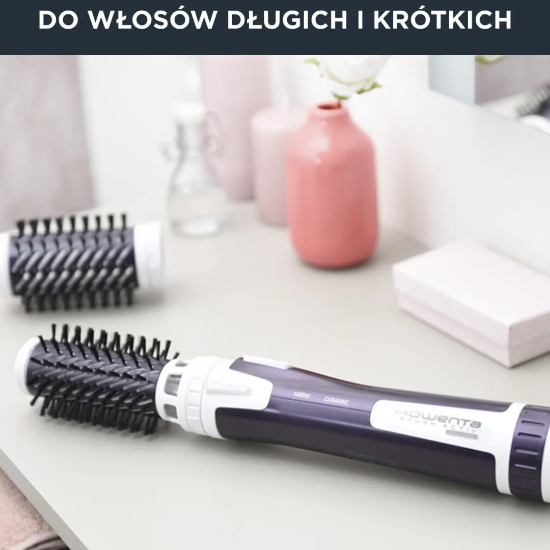 Suszarko-lokówka, Rowenta Brush Activ, fioletowa, obrotowa, ceramiczna