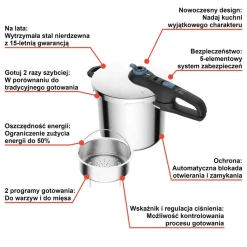 Szybkowar TEFAL SECURE TRENDY 8L + koszyk