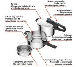 Szybkowar TEFAL SECURE TRENDY 4L + 6L + koszyk