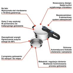 Szybkowar TEFAL SECURE TRENDY 4L + koszyk