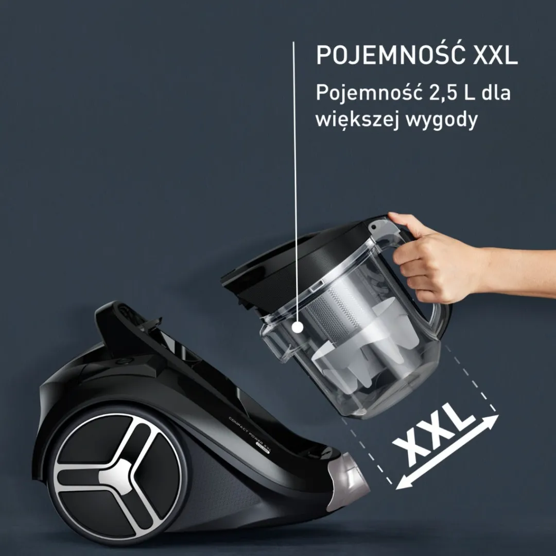 Tefal Compact Power XXL, odkurzacz bezworkowy, 750W, 3-stopniowa filtracja, 2,5 l