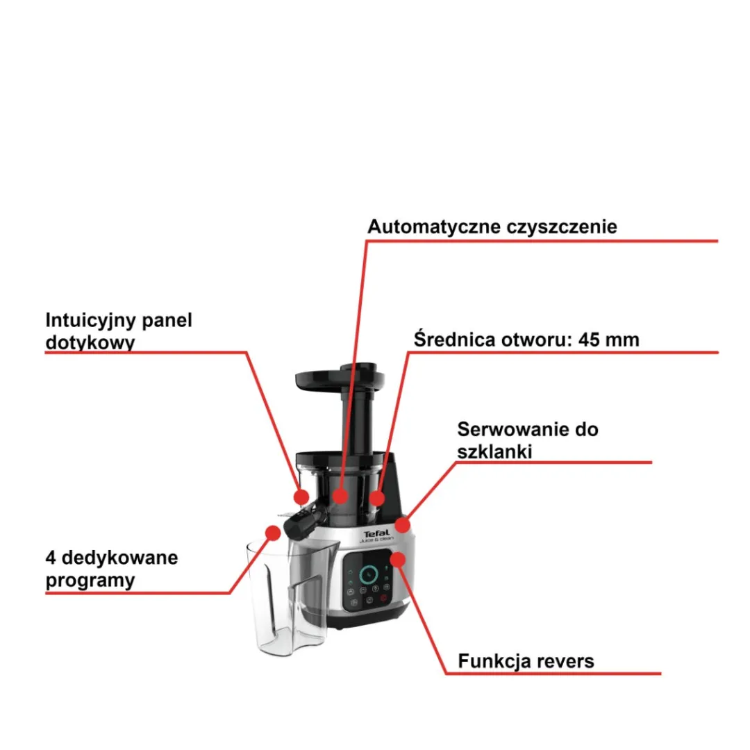 Wyciskarka wolnoobrotowa TEFAL JUICE&CLEAN ZC420E38