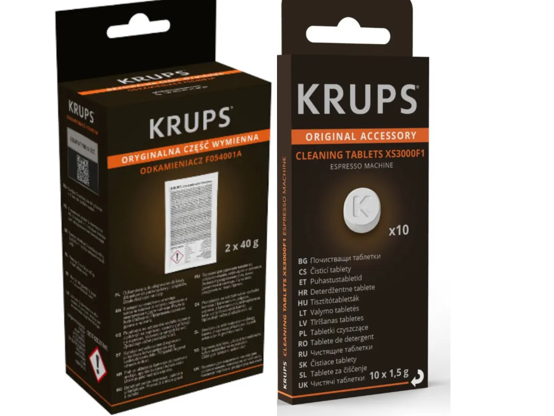 Zestaw do odkamieniania KRUPS F054 i tabletki czyszczące XS300