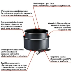 Zestaw garnków i patelni 22/28cm z rączkami Tefal Ingenio SoLight - 6 elementów
