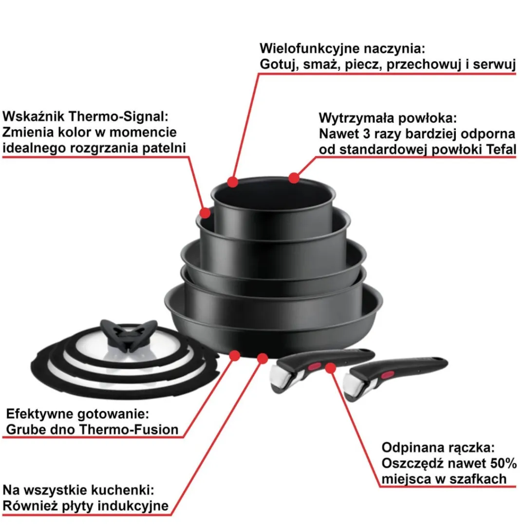 Zestaw garnków i patelni TEFAL INGENIO ULTIMATE - 10 elementów