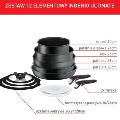 Zestaw garnków i patelni TEFAL INGENIO ULTIMATE - 12 elementów