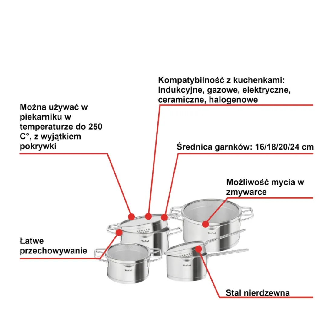 Zestaw garnków i patelni TEFAL Nordica 10 elementów