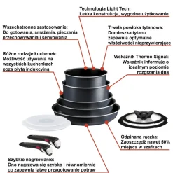 Zestaw garnków i patelni TEFAL INGENIO SO'LIGHT - 11 elementów