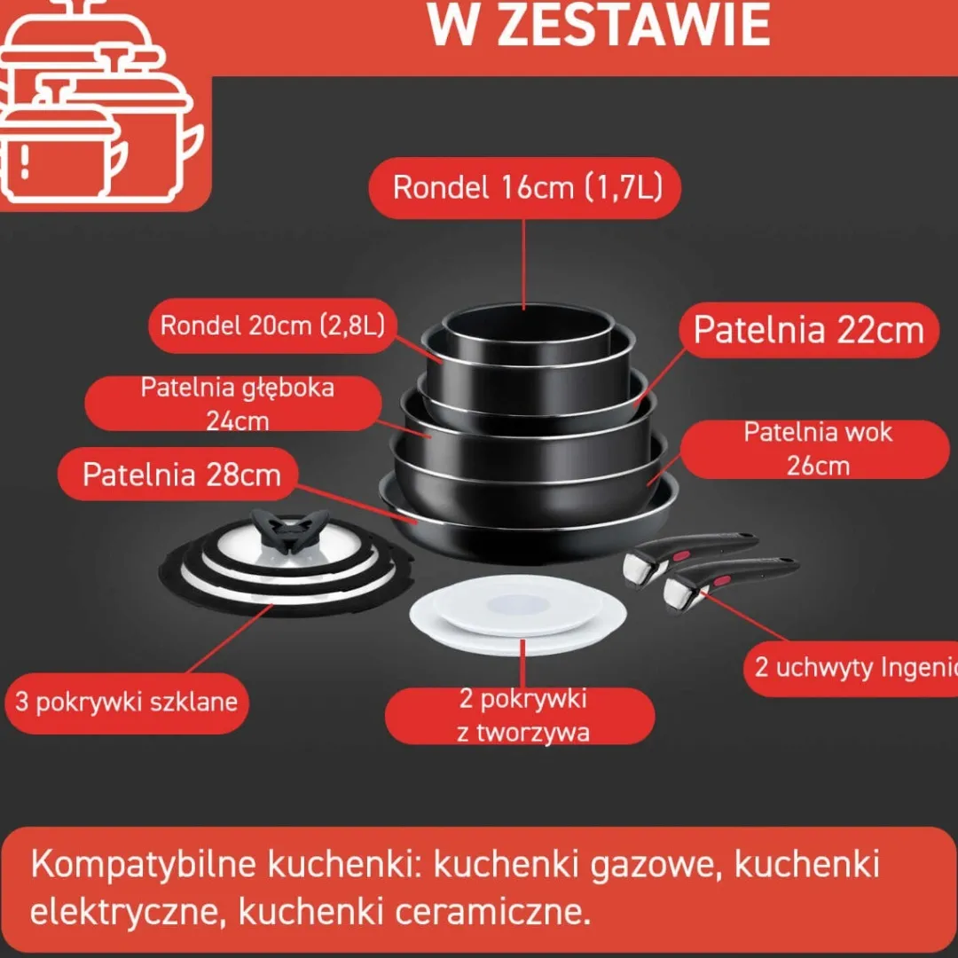 Zestaw garnków i patelni TEFAL INGENIO EASY COOK&CLEAN - 13 elementów