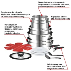 Zestaw garnków i patelni Tefal Ingenio Emotion indukcja 20 elementów + Rączka Ingenio