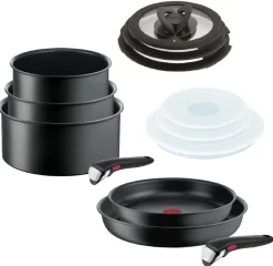 Zestaw garnków i patelni Tefal Ingenio Ultimate + szklane i hermetyczne pokrywki