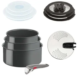 Zestaw garnków Tefal Ingenio Renew 4 elementy + pokrywka do odcedzania, zestaw szklanych i hermetycznych