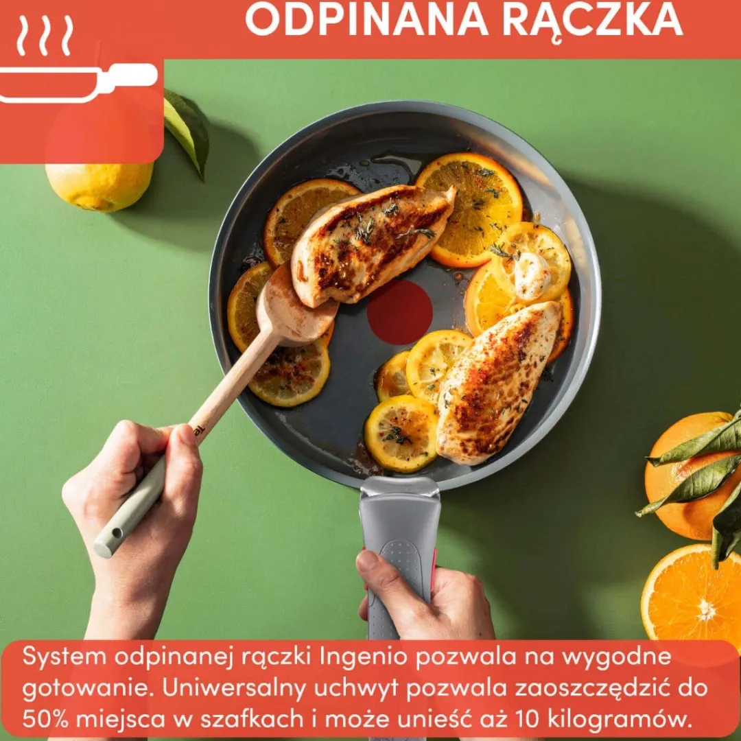 Zestaw garnków Tefal Ingenio Renew 4 elementy + pokrywka do odcedzania, zestaw szklanych i hermetycznych