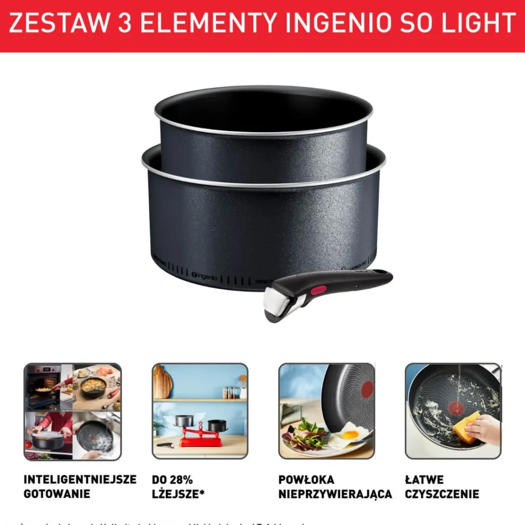 Zestaw garnków TEFAL INGENIO SO'LIGHT - 3 elementy