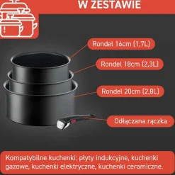Zestaw garnków Tefal Ingenio Ultimate 4 elementy + szklane i hermetyczne pokrywki