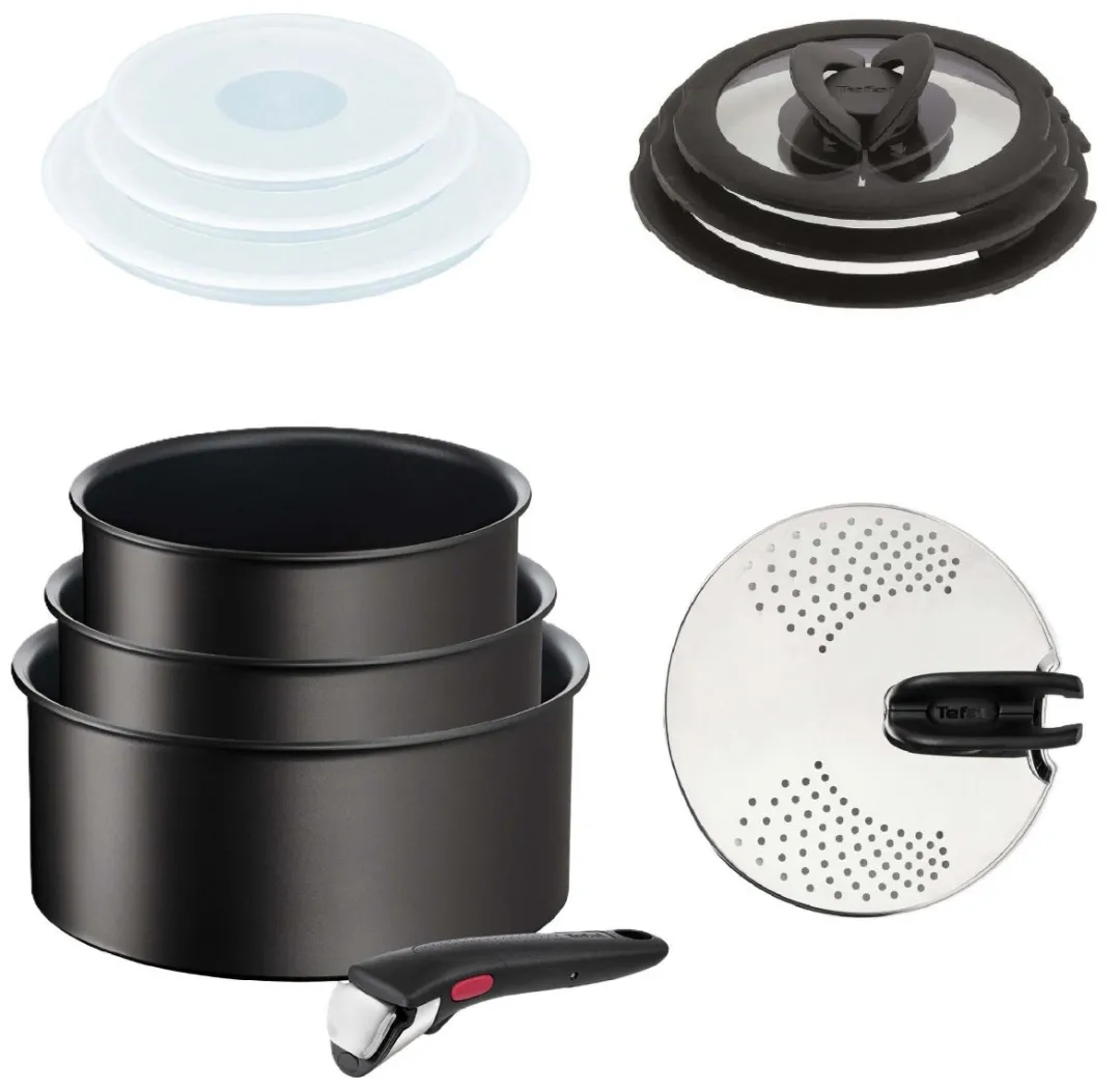 Zestaw garnków Tefal Ingenio Unlimited 4 elementy + pokrywka do odcedzania, zestaw szklanych i hermetycznych