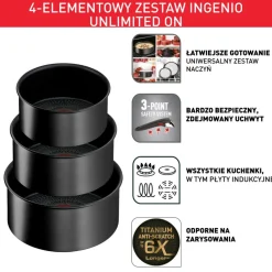 Zestaw 3 garnków z odpinaną rączką TEFAL INGENIO UNLIMITED