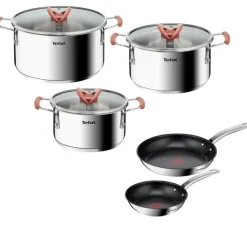Zestaw garnków z pokrywkami i patelnie TEFAL Opti'Space Intuition - 8 elementów