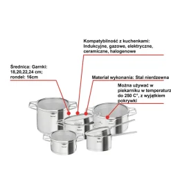 Zestaw garnków z pokrywkami i patelni TEFAL Nordica - 13 elementów