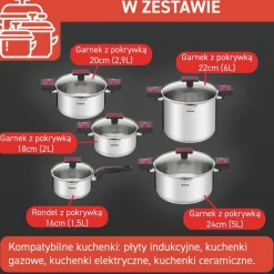 Zestaw garnków z pokrywkami TEFAL COOK&CLIP - 10 elementów