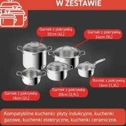 Zestaw garnków z pokrywkami TEFAL INTUITION - 10 elementów