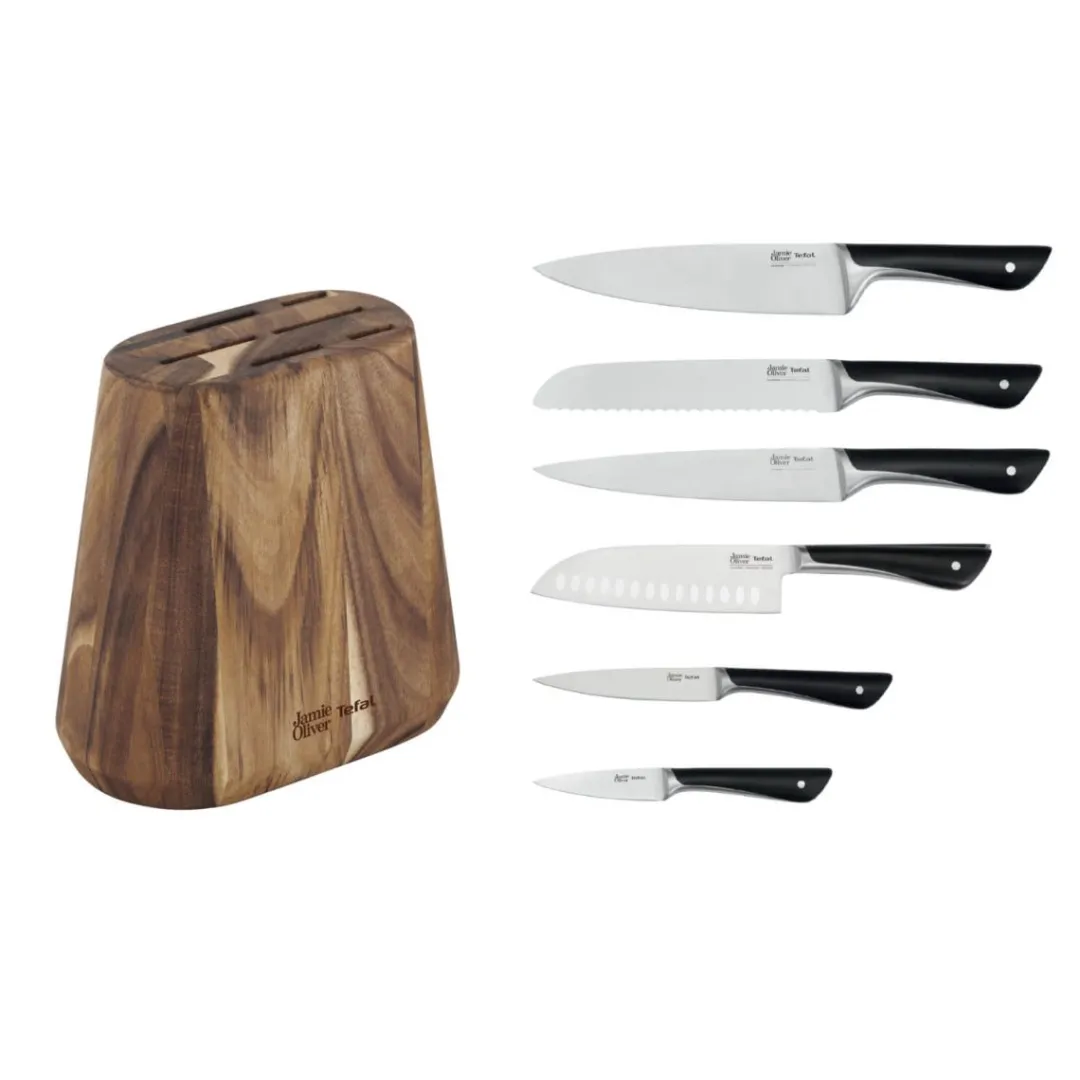 Zestaw 6 noży TEFAL JAMIE OLIVER + drewniany blok