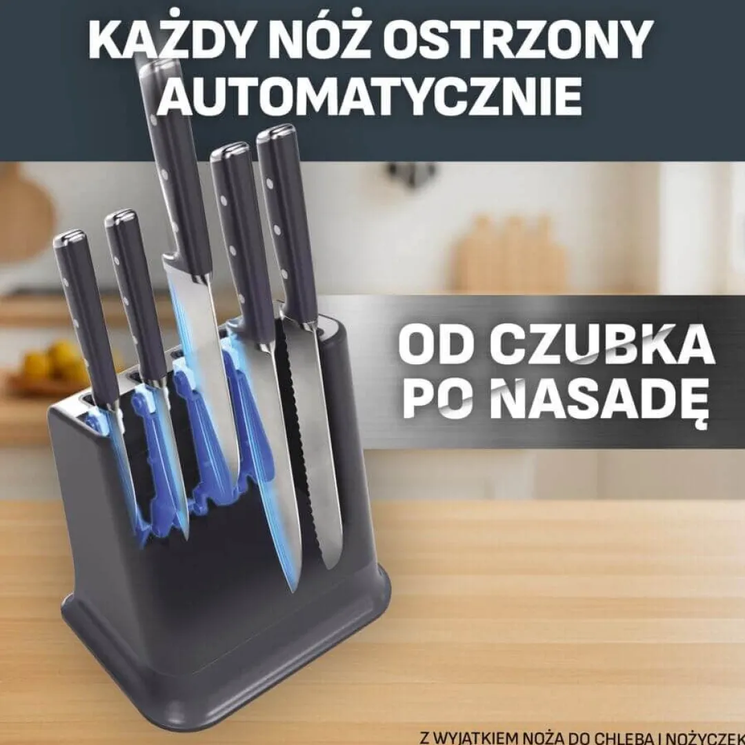 Zestaw 5 noży ze stali nierdzewnej TEFAL EverSharp Pro + blok z wbudowaną ostrzałką