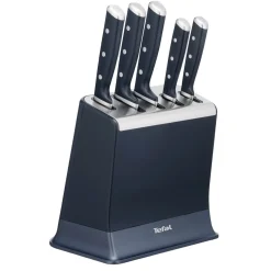 Zestaw 5 noży ze stali nierdzewnej TEFAL EverSharp Pro + blok z wbudowaną ostrzałką