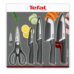 Zestaw noży ze stali nierdzewnej oraz nożyczki kuchenne TEFAL COMFORT - 5 elementów