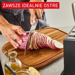 Zestaw 5 noży ze stali nierdzewnej oraz nożyczki TEFAL EverSharp Pro + blok z wbudowaną ostrzałką