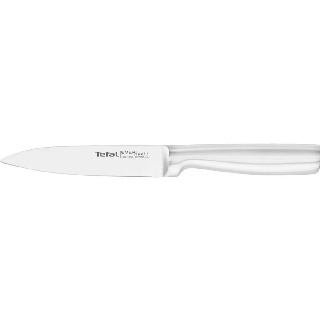 Zestaw 5 noży ze stali nierdzewnej oraz nożyczki TEFAL EverSharp Pro + blok z wbudowaną ostrzałką