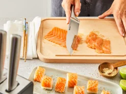 Zestaw 5 noży ze stali nierdzewnej oraz nożyczki TEFAL EverSharp Pro + blok z wbudowaną ostrzałką