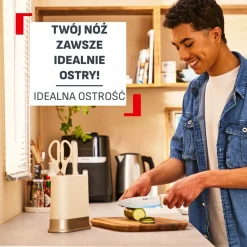Zestaw 2 noży ze stali nierdzewnej oraz nożyczki TEFAL EverSharp Pro + blok z wbudowaną ostrzałką