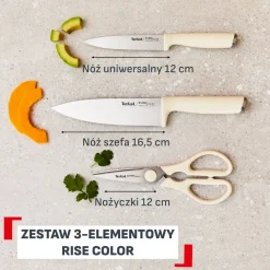 Zestaw 2 noży ze stali nierdzewnej oraz nożyczki TEFAL EverSharp Pro + blok z wbudowaną ostrzałką