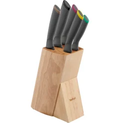 Zestaw 5 noży ze stali nierdzewnej TEFAL FRESH KITCHEN + drewniany blok