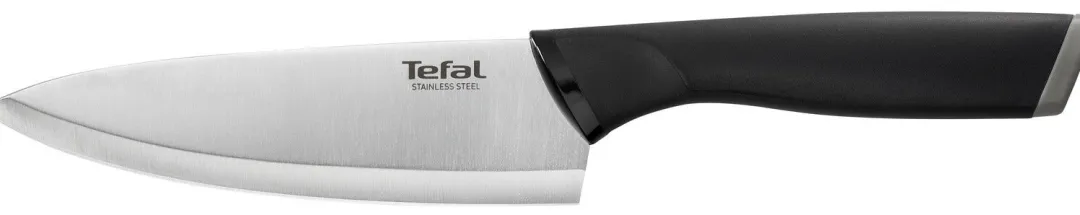 Zestaw 5 noży ze stali nierdzewnej TEFAL Comfort + drewniany blok