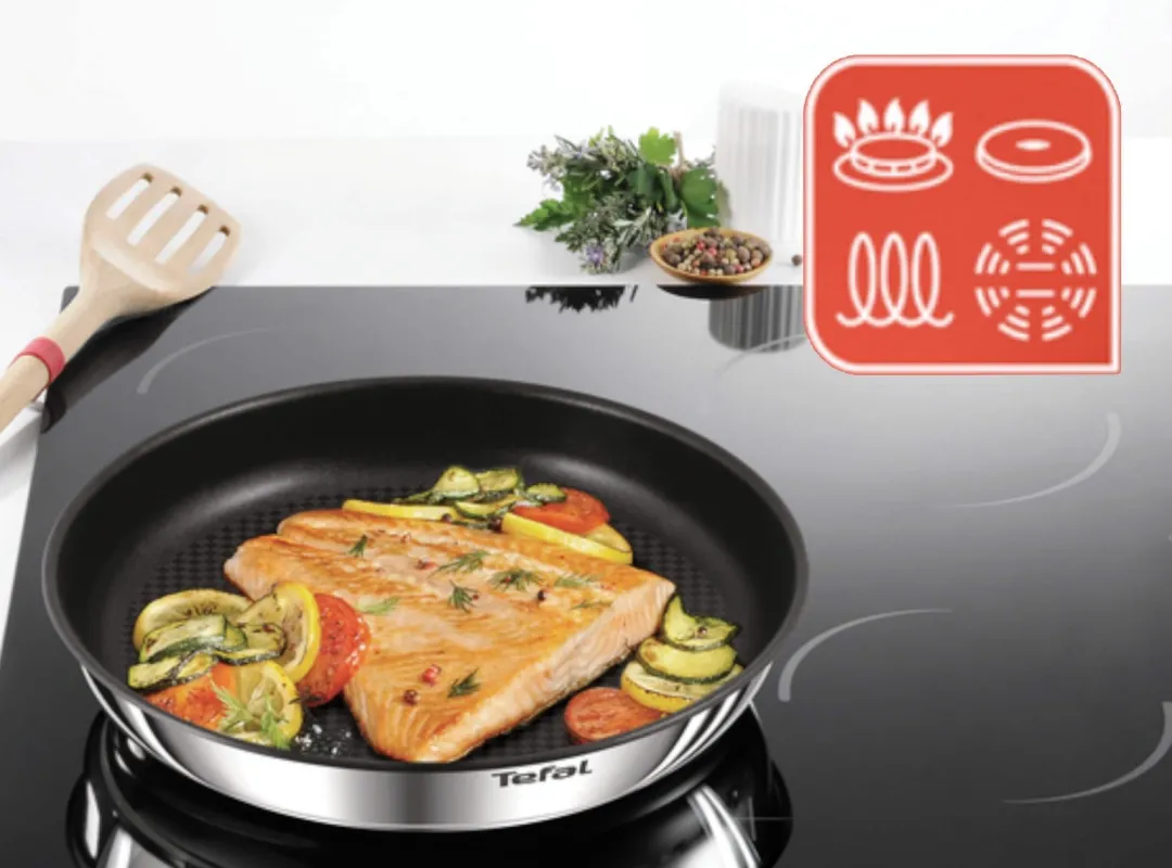 Zestaw patelni 24/28cm Tefal Ingenio Emotion + szklane pokrywki 24/28cm + zestaw akcesoriów kuchennych