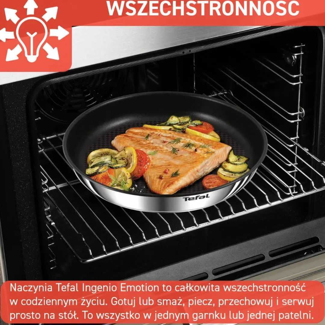 Zestaw patelni 24/28cm Tefal Ingenio Emotion + szklane pokrywki 24/28cm + zestaw akcesoriów kuchennych