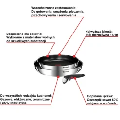 Zestaw patelni 24/28cm Tefal Ingenio Emotion + szklane pokrywki 24/28cm