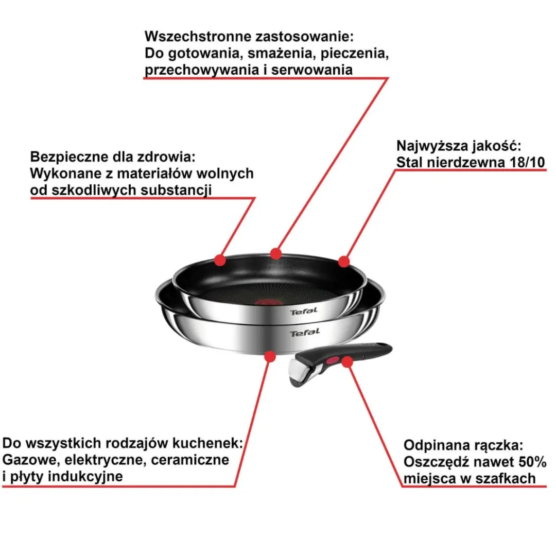 Zestaw patelni 24/28cm Tefal Ingenio Emotion + szklane pokrywki 24/28cm