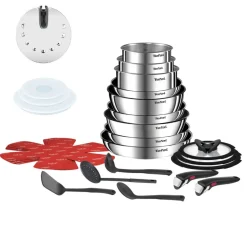 Zestaw patelni i garnków Tefal Ingenio Emotion + zestaw pokrywek: hermetyczne i do smażenia