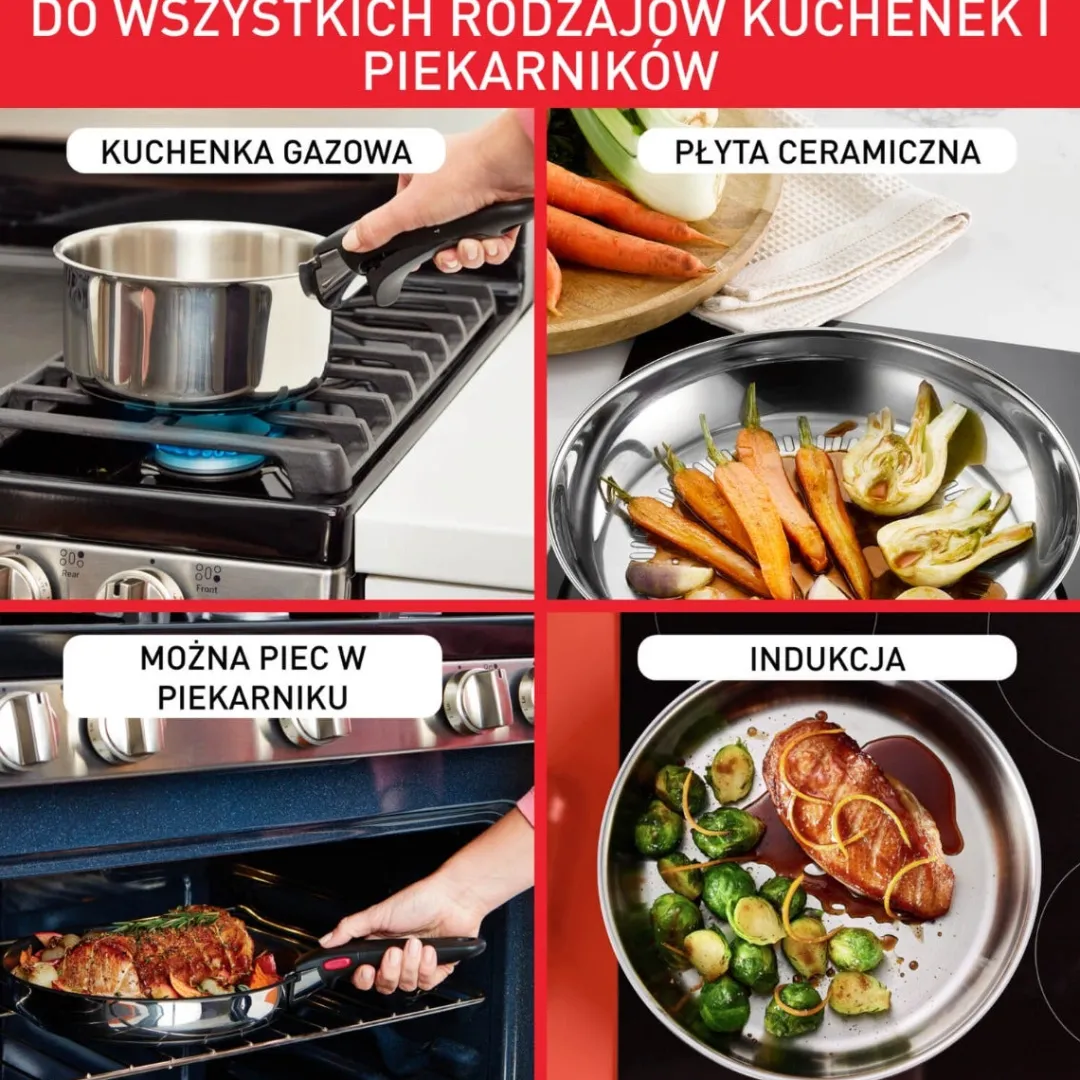 Zestaw patelni i garnków Tefal Ingenio Cook Eat - 8 elementów