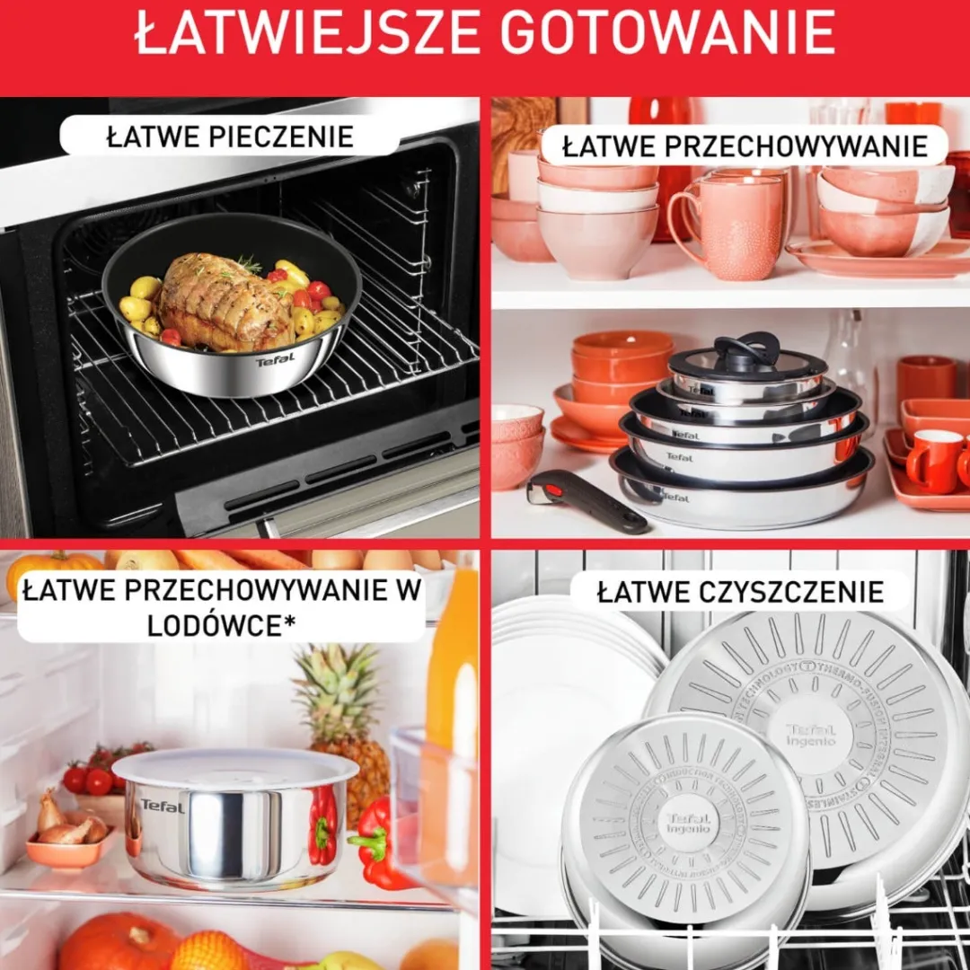 Zestaw patelni i garnków Tefal Ingenio Cook Eat - 8 elementów