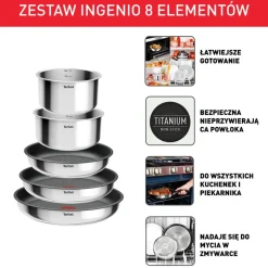 Zestaw patelni i garnków Tefal Ingenio Cook Eat - 8 elementów