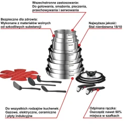 Zestaw patelni i garnków TEFAL INGENIO EMOTION - 22 elementy
